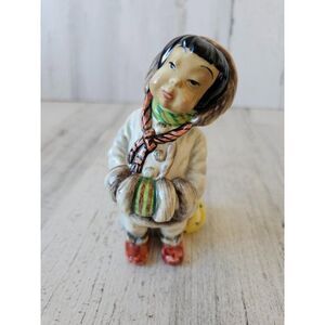 Gort snowflake Eskimo figurine vintage bone china statue girl Chinese Japanese